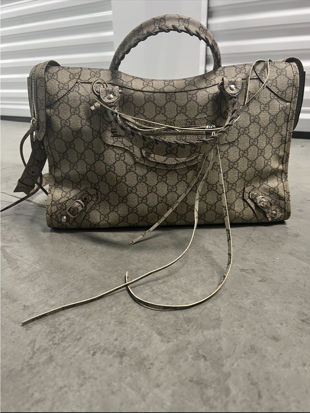 Balenciaga X Gucci GG Supreme Beige Ebony Monogram Neo Classic City Bag. - Picture 6 of 6